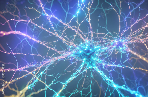 Image of the connections between neurons in the human brain. Generative AI 