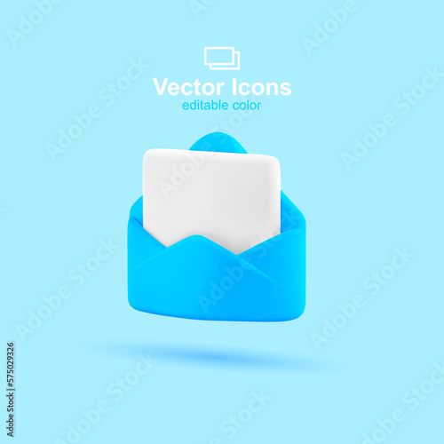 3d vector icon. Social media set. Open male icon. Inbox symbol.