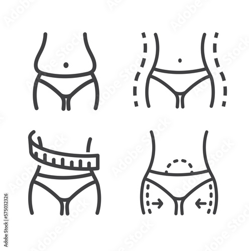 Waist woman linear sign isolated on white background.