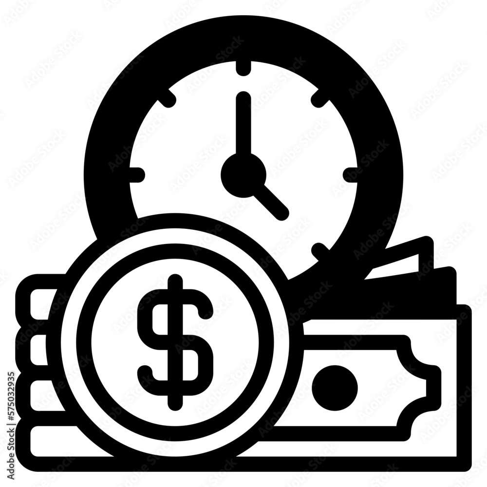 Time is money icon isolated useful for finance, currency, money, business, bank, economy and investment design element Time is money icon isolated useful for finance, currency, money, business, bank, economy and investment design element