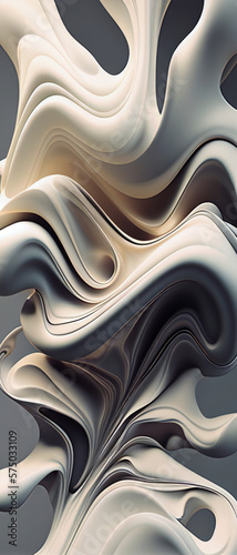 Abstract white gradient fluid background. 3d illustration.
