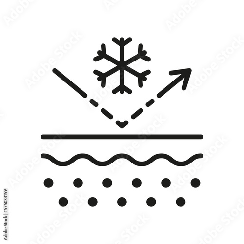 Effect of Skin Cold Glyph Pictogram. Barrier from Cooling Concept Icon. Snowflake on Skin Layer. Protection of Skin Frostbite Silhouette Icon. Isolated Vector Illustration