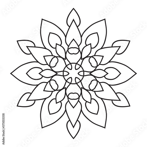 Easy Mandala Flowers Design. Elegant Simple mandala page intricate lines patterns wall art  invitations  tattoo  designs  basic mandalas Coloring page