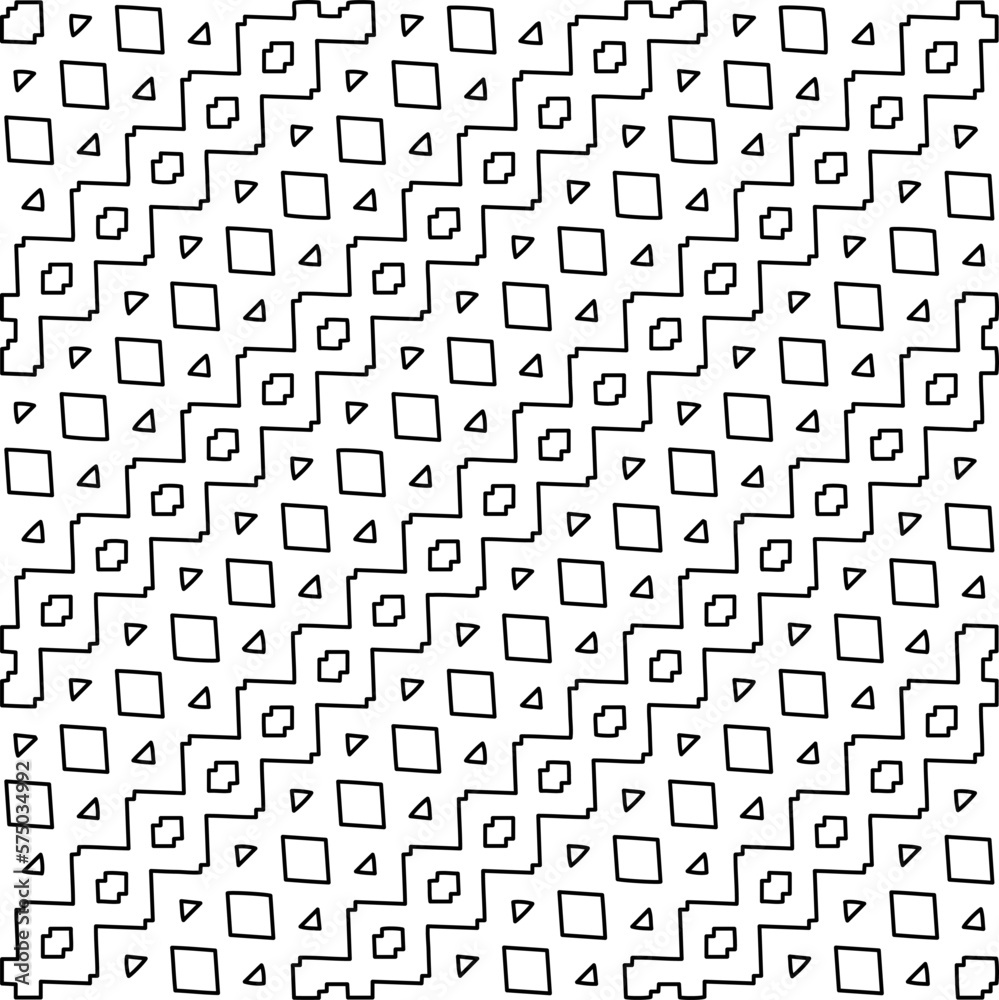  Diagonal pattern.Monochrome ornamental texture with smooth linear shapes, zigzag lines, lace pattern.Abstract geometric black and white pattern for web page, textures, card, poster, fabric, textile.
