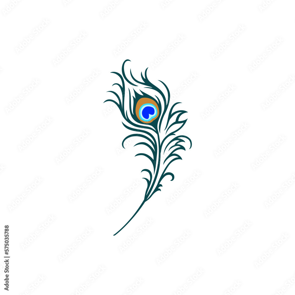 peacock feather vector illustration for an icon, symbol or logo. peacock  feather logo template Stock Vector