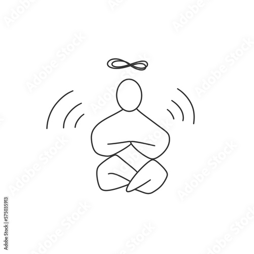A man sits in a lotus position in a zen state. In harmony with nature and the universe