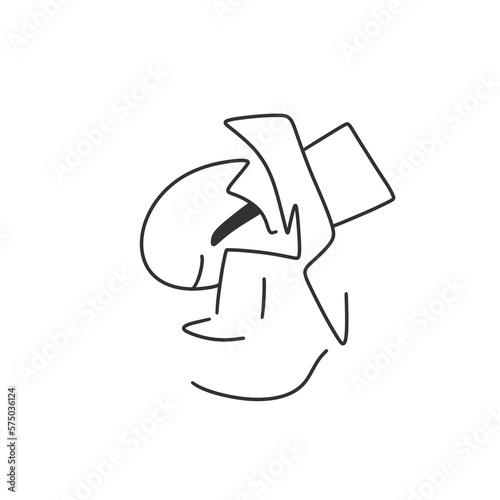 detective character in a bowler hat and coat.  line style