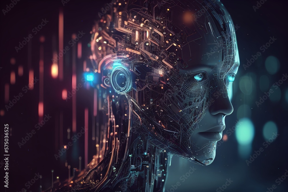 humanoid robot,digital illustration generative AI humanoid robot,digital illustration generative AI