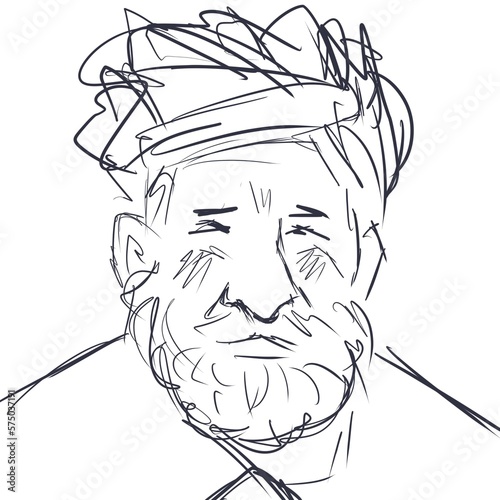 smiling elderly man with a beard in folk clothes