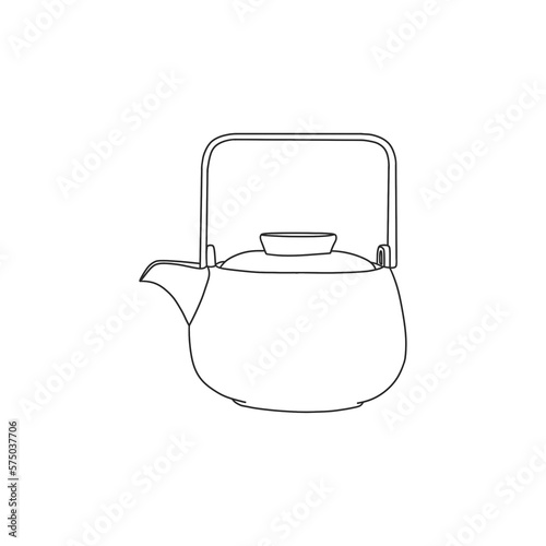 earthenware teapot round shape in line style