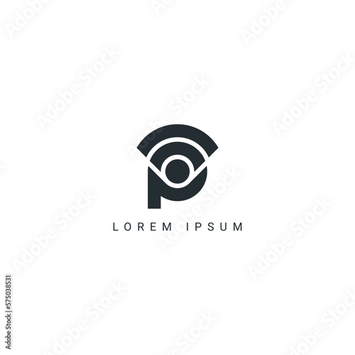 Abstract P Letter Wifi Wireless Logo Design Concept.