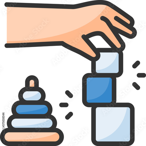 Fine motor skills icon isolated useful for human, cognitive, psychology, mind, thinking, development and cognition design element