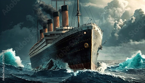 Titanic ship. Generative AI photo