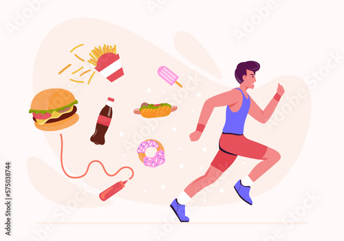 Men do runing to burn calories from food and snacks.
