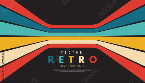 Abstract retro vintage stripes background. 70s-style concept. 1970s color line wallpaper. Vector illustration for design.
