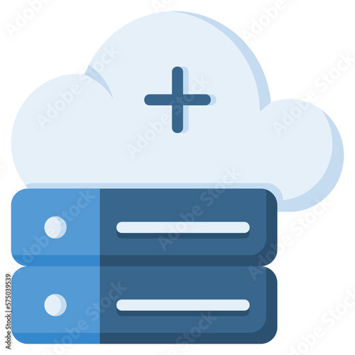 Hybrid icon isolated useful for computer, network, technology, internet, server, cloud, database and computing design element