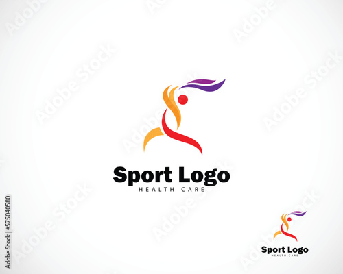 sport logo creative people abstract athletic creative design yoga run game