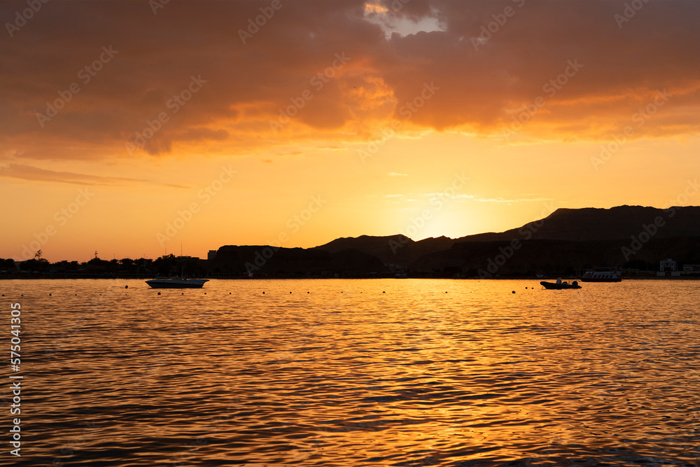 Sunset mountain sea view in Sharm El-Sheikh, Egypt Sunset mountain sea view in Sharm El-Sheikh, Egypt