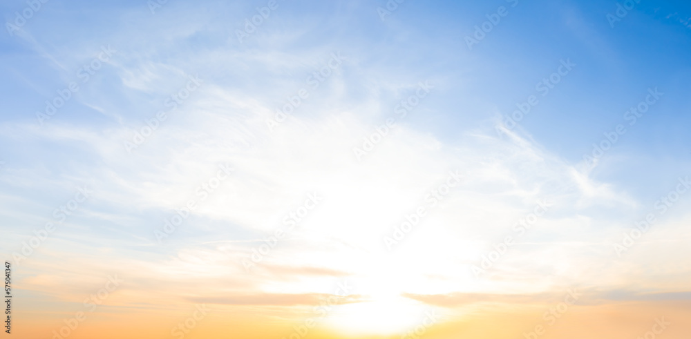 blue cloudy sky at the sunset, beautiful calm evening sky background