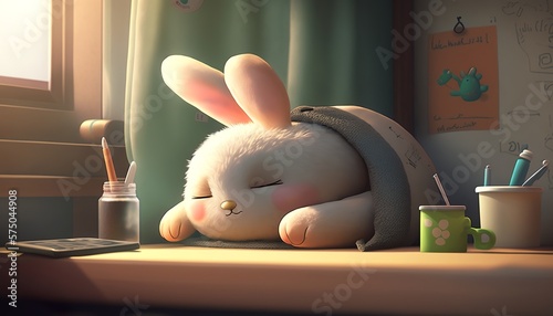 cute lazy bunny