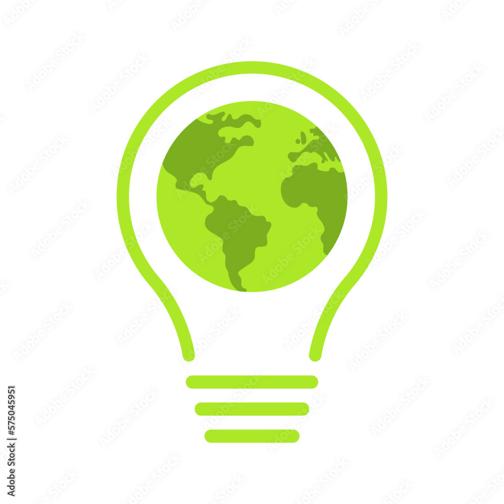 Ecological light bulb with nature energy logo. Ecological world, earth, energy saving lamp symbol. Vector illustration. Ecological light bulb with nature energy logo. Ecological world, earth, energy saving lamp symbol. Vector illustration.
