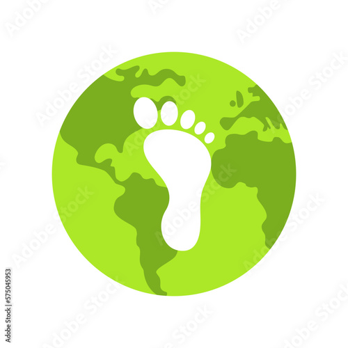Earth and footprint. Carbon footprint concept. Vector illustration.