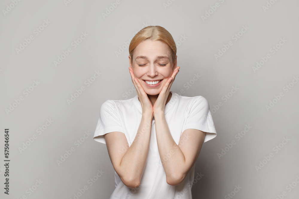 Emotional woman portrait. Emotion, positive facial expression Emotional woman portrait. Emotion, positive facial expression