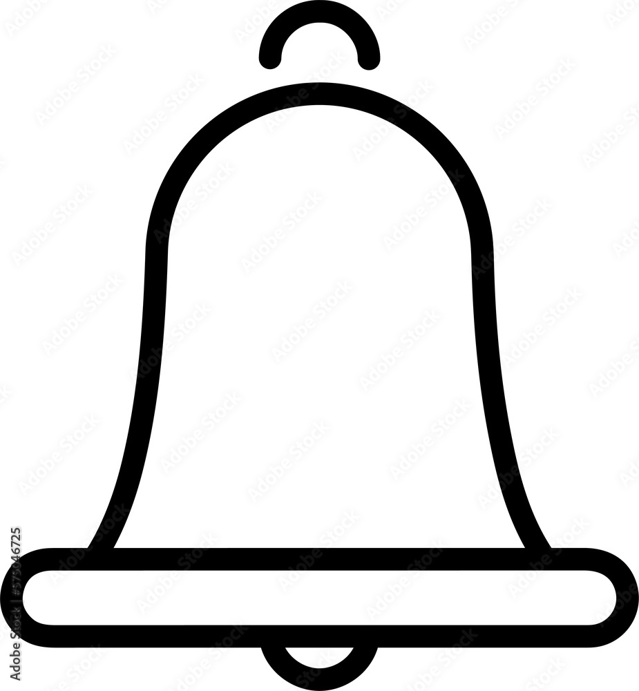 Notification bell in png. Outline reminder symbol on transparent