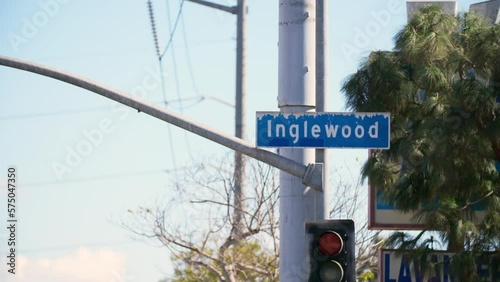 Lockdown With A Focal Transition To An Inglewood Street Sign  - Los Angeles, California photo