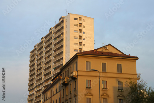 Old and modern buildings along via Ferrucci in Milan