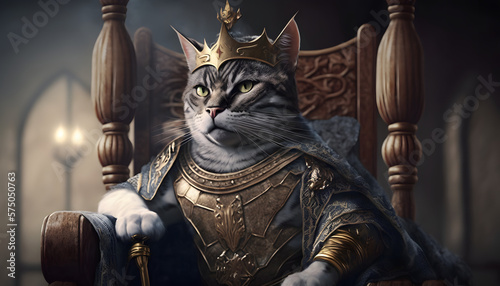 Royal Cats or King Cats Wearing Crowns and Clothes  generative AI