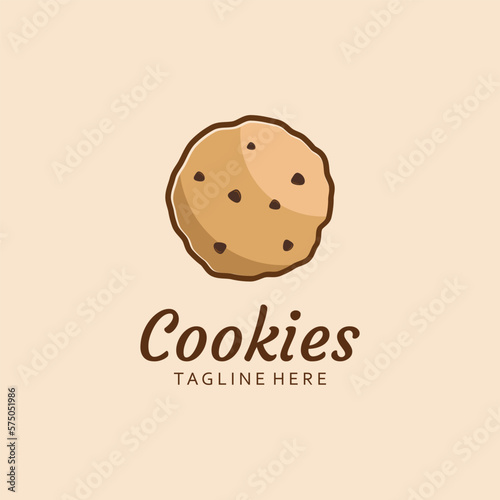 Cartoon Chocolate Cookies Logo Template. Vector Illustration.