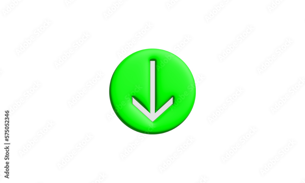 Realistic 3d down arrow on green Realistic 3d down arrow on green
