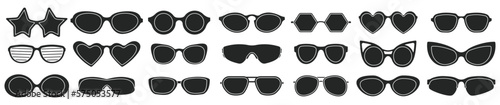Sunglass isolated black set icon. Vector illustration summer glasses on white background. Vector black set icon sunglass .