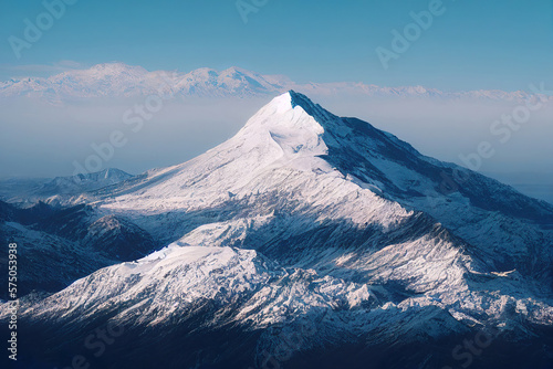 snow covered mountains, snowy summit landscape, generative ai © Gbor