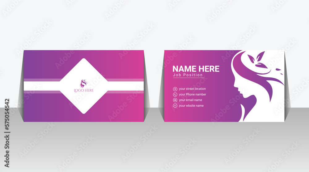 Φωτογραφία Modern and simple business card design with purple and dark 
Luxury and elegant business card in black color Double-sided creative 
white business card design