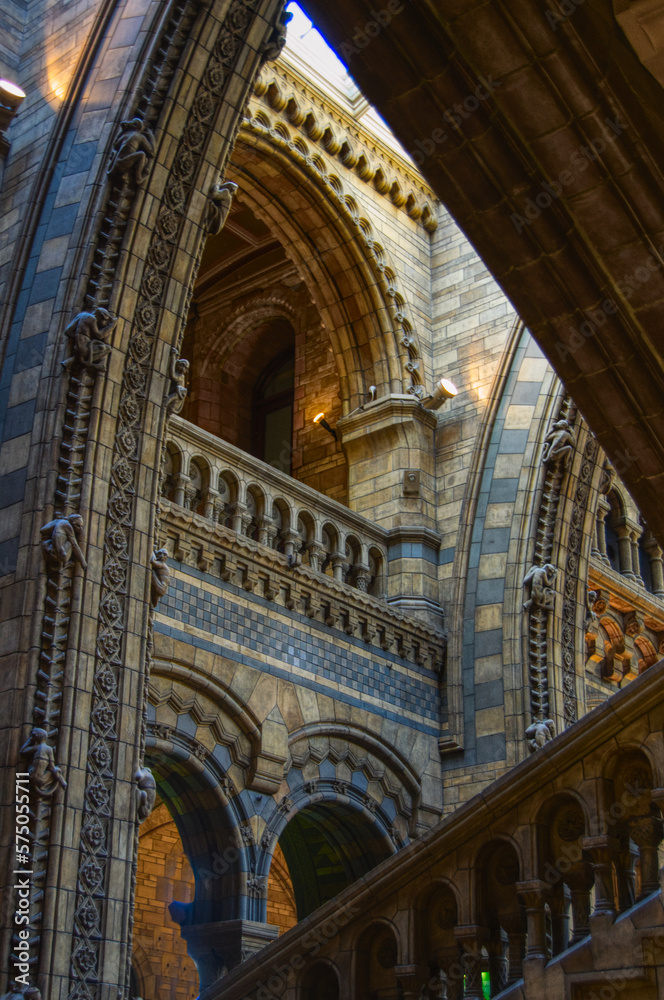 stone arches in the London Natural History Museum in London England
