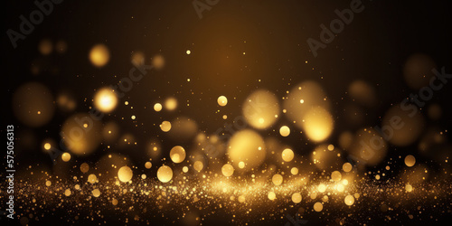 gold abstract blurred boheh lights background. Festive glitter sparkle background. Generative ai