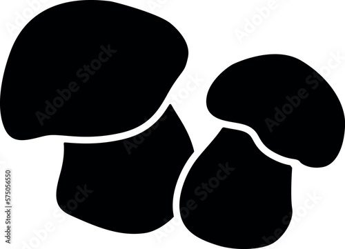 Penny bun mushrooms, two mushrooms - vector silhouette picture for logo or pictogram. Boletus edulis are edible mushrooms. Сep, porcino or porcini for sign or icon