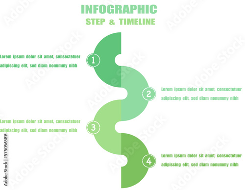 design template for infographics, business infographics options banner, timeline, infographic template, 4-step timeline, and process in flat design.
