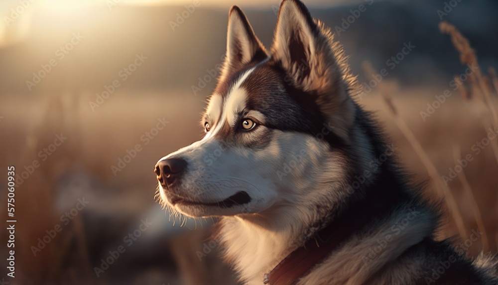 Cute Siberian Husky dog portrait, generative ai