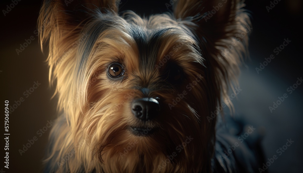 Cute yorkshire terrier dog portrait, generative ai
