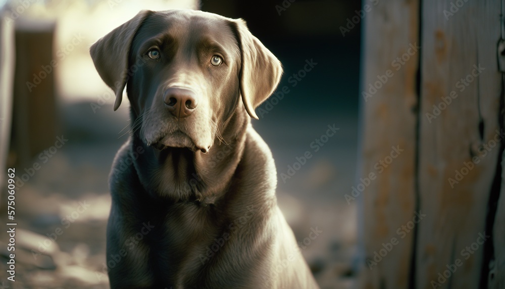 Cute Brown Labrador Retriever dog portrait, generative ai