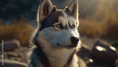 Cute Siberian Husky dog portrait  generative ai