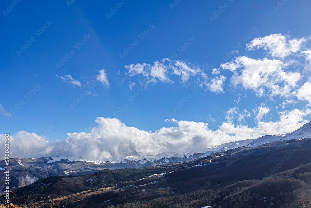 mountains and clouds