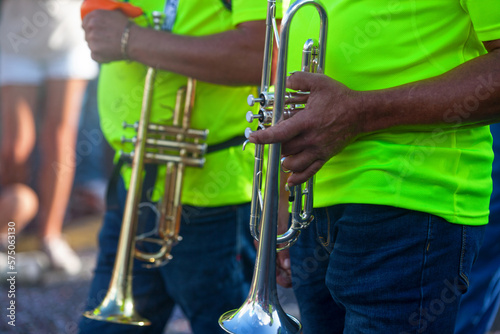 Trumpeters during the carnival of Grand Boucan