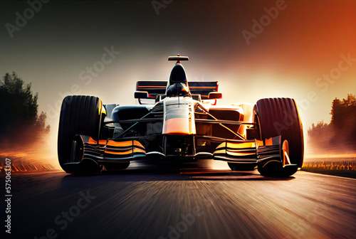 Racing car on formula 1 track created with AI 
