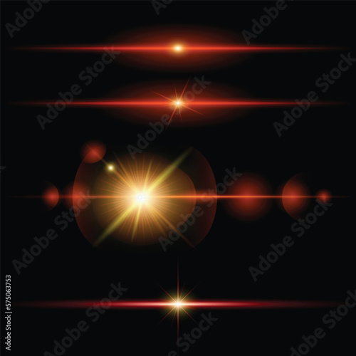Set of red lens flare vector
