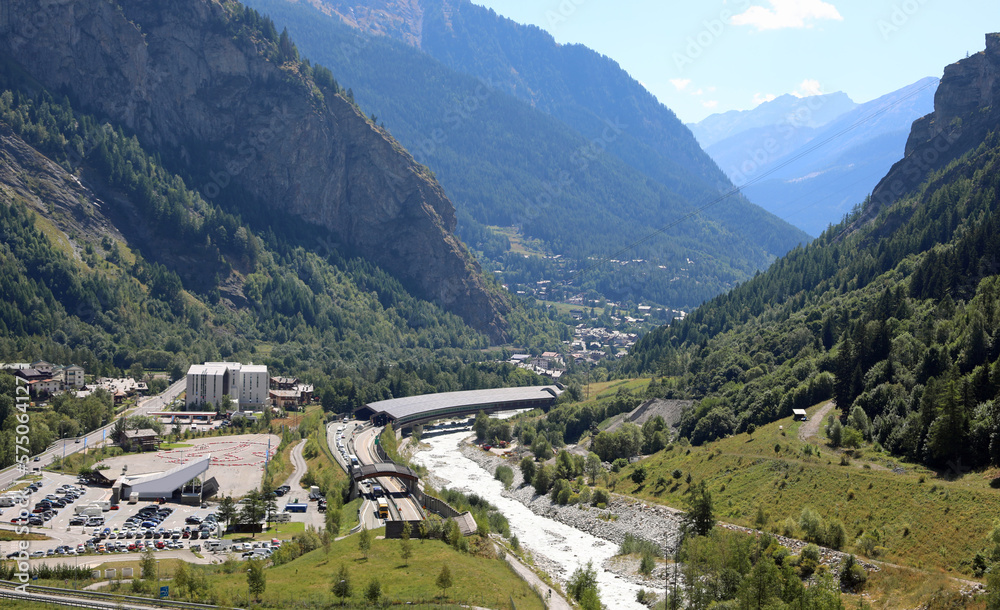 Courmayeur town near the border between France and Italy in Aosta Valley
