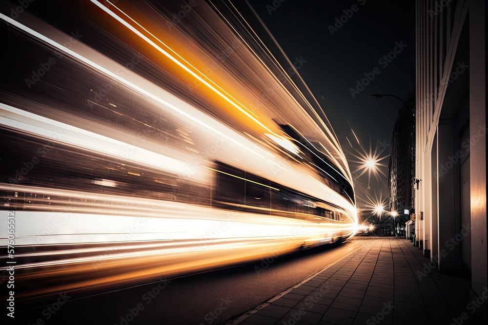 abstract long exposure dynamic speed light trails in an urban environment - generative ai abstract long exposure dynamic speed light trails in an urban environment - generative ai
